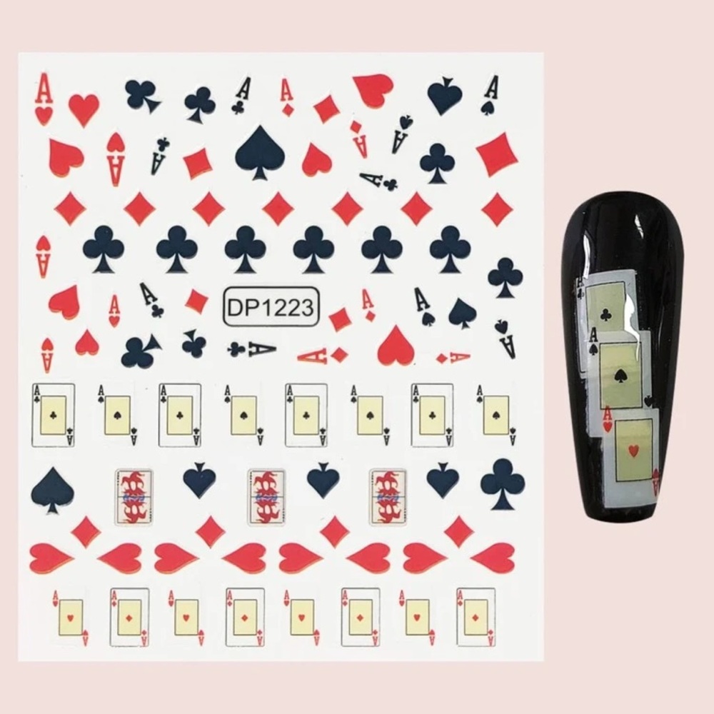 ♠️ Playing Card Themed Nail Stickers Sheet ❤️